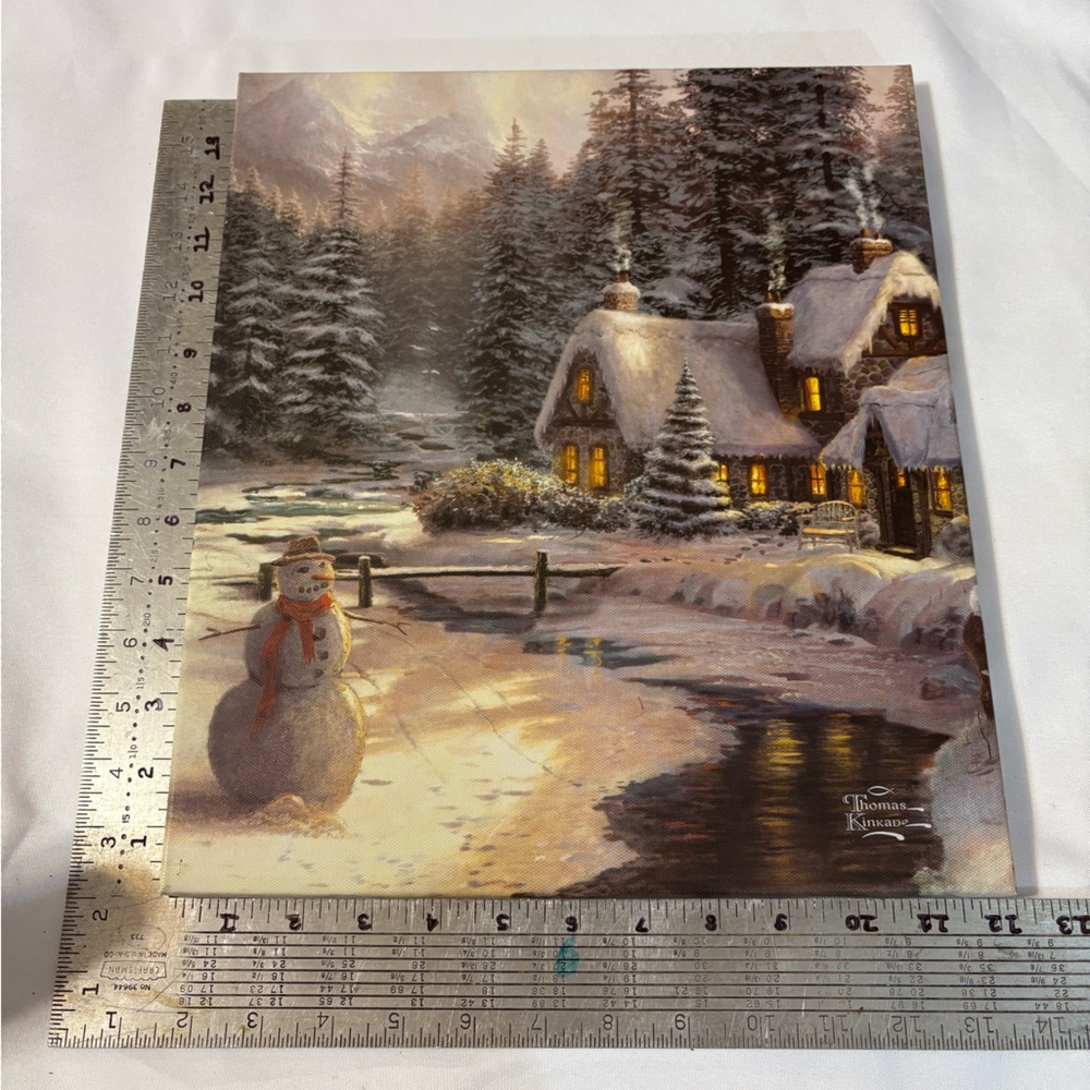 Thomas Kinkade Holiday at Winters Glen Print Hallmark Canvas Art Wall Hanging